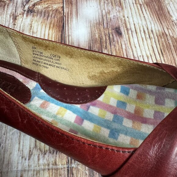 Born LILLY Womens Size 8 Red Leather Ballet Flats Shoes Slip On Loafers - Picture 12 of 13